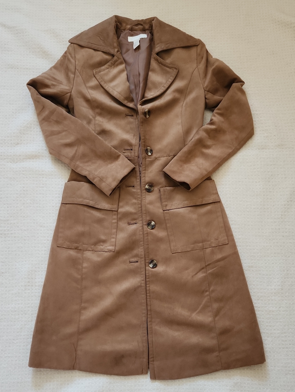 H&M Women's Tan Long Button Down Coat